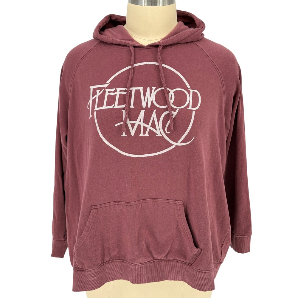 Fleetwood Mac Hoodie Maroon Graphic Band Pullover 100% Cotton XL